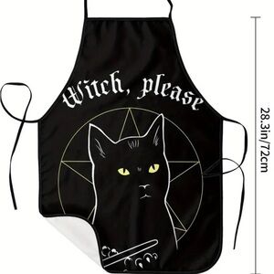 Minimalist Black Cat Face Apron with Yellow Eyes